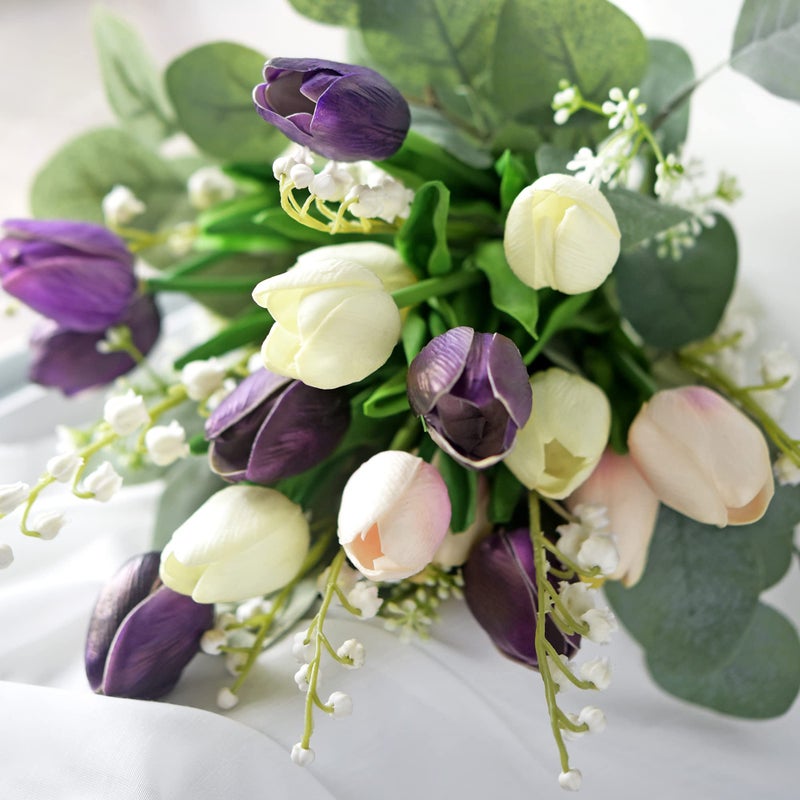 FiveSeasonStuff Real Touch Tulips Artificial Flowers â€“ 15 Stems Faux Tulip Bouquet in Gift Box for Wedding, Home Decor, Party, Floral Arrangements (Beyond Purple) - Image 4